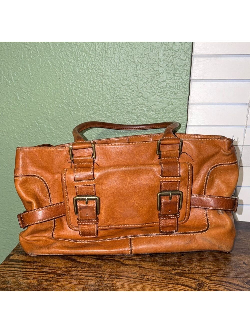 Vintage Michael Kors Leather Saddlebag Bag Purse weekend luggage vacation travel